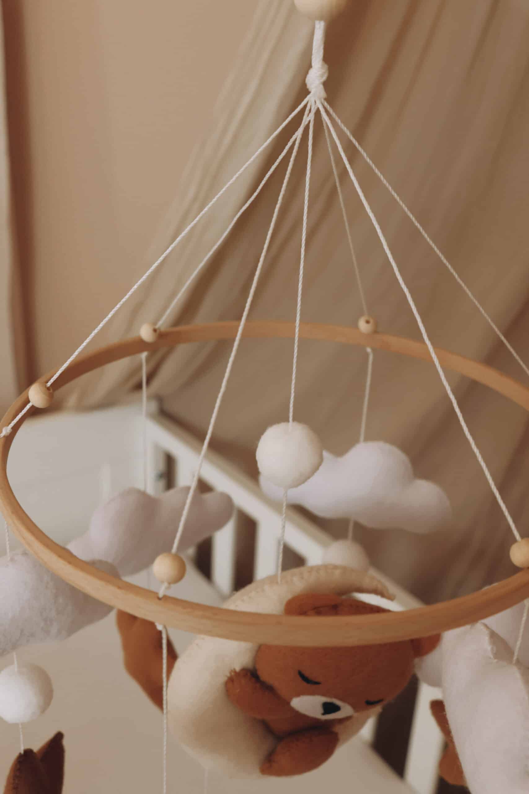 Handmade Sleeping Teddy baby mobile