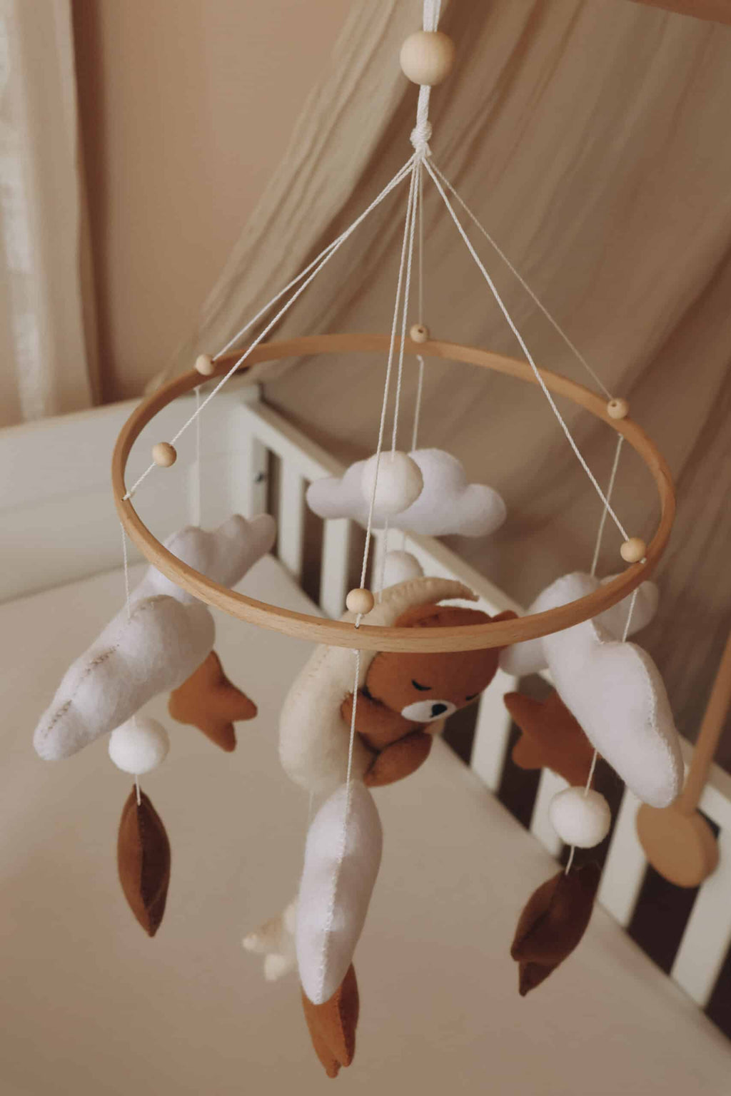 Handmade Sleeping Teddy baby mobile