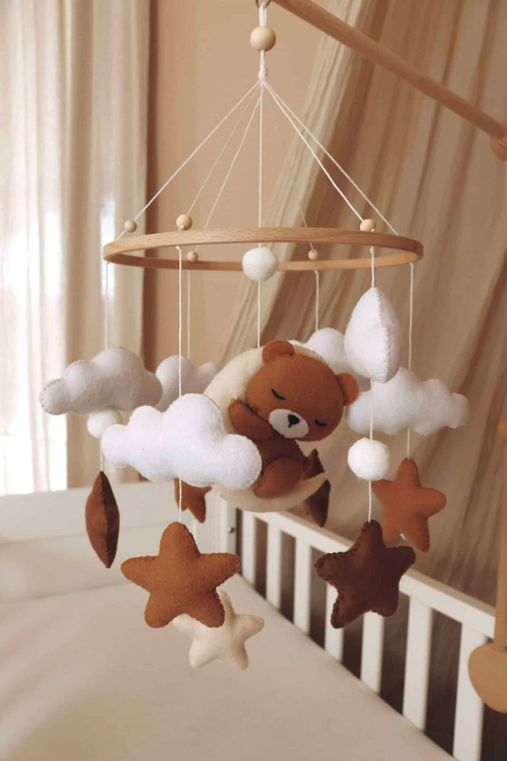 Handmade Sleeping Teddy baby mobile